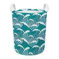 Surfing Wave Pattern Print Round Laundry Basket