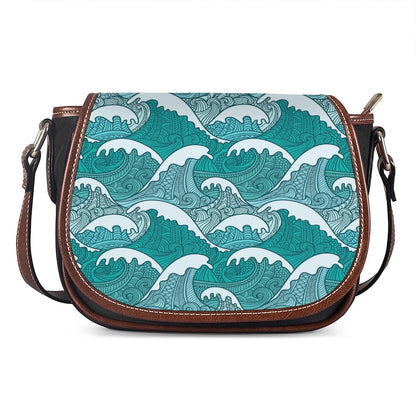Surfing Wave Pattern Print Saddle Bag
