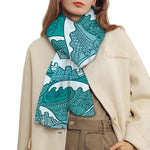 Surfing Wave Pattern Print Scarf