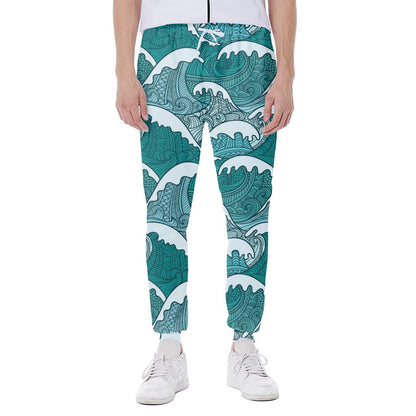 Surfing Wave Pattern Print Scuba Joggers
