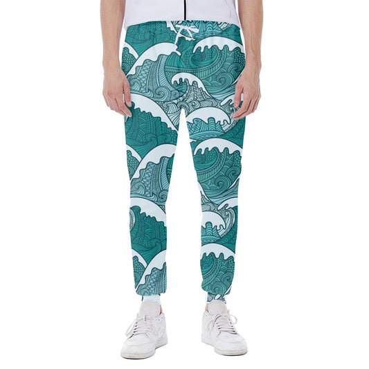 Surfing Wave Pattern Print Scuba Joggers