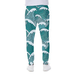 Surfing Wave Pattern Print Scuba Joggers