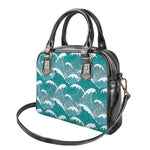 Surfing Wave Pattern Print Shoulder Handbag