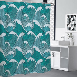 Surfing Wave Pattern Print Shower Curtain