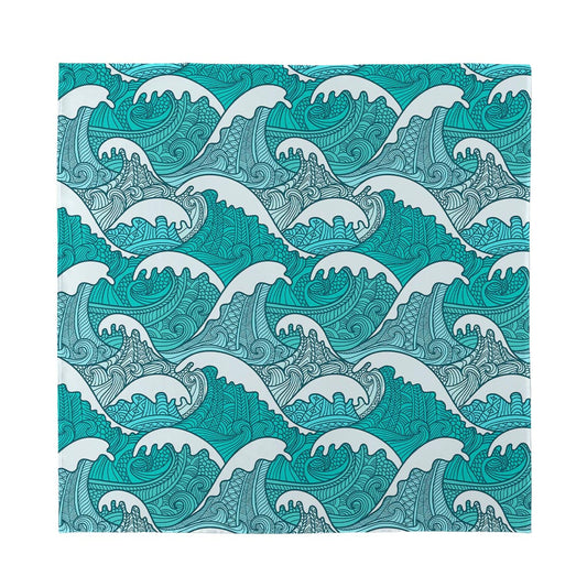 Surfing Wave Pattern Print Silk Bandana
