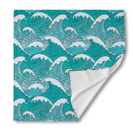 Surfing Wave Pattern Print Silk Bandana