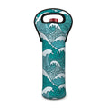 Surfing Wave Pattern Print Single Neoprene Wine Tote