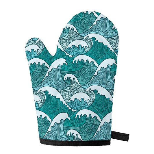 Surfing Wave Pattern Print Single Oven Mitt