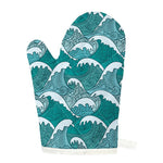 Surfing Wave Pattern Print Single Oven Mitt