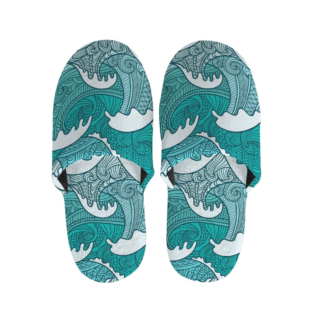 Surfing Wave Pattern Print Slippers