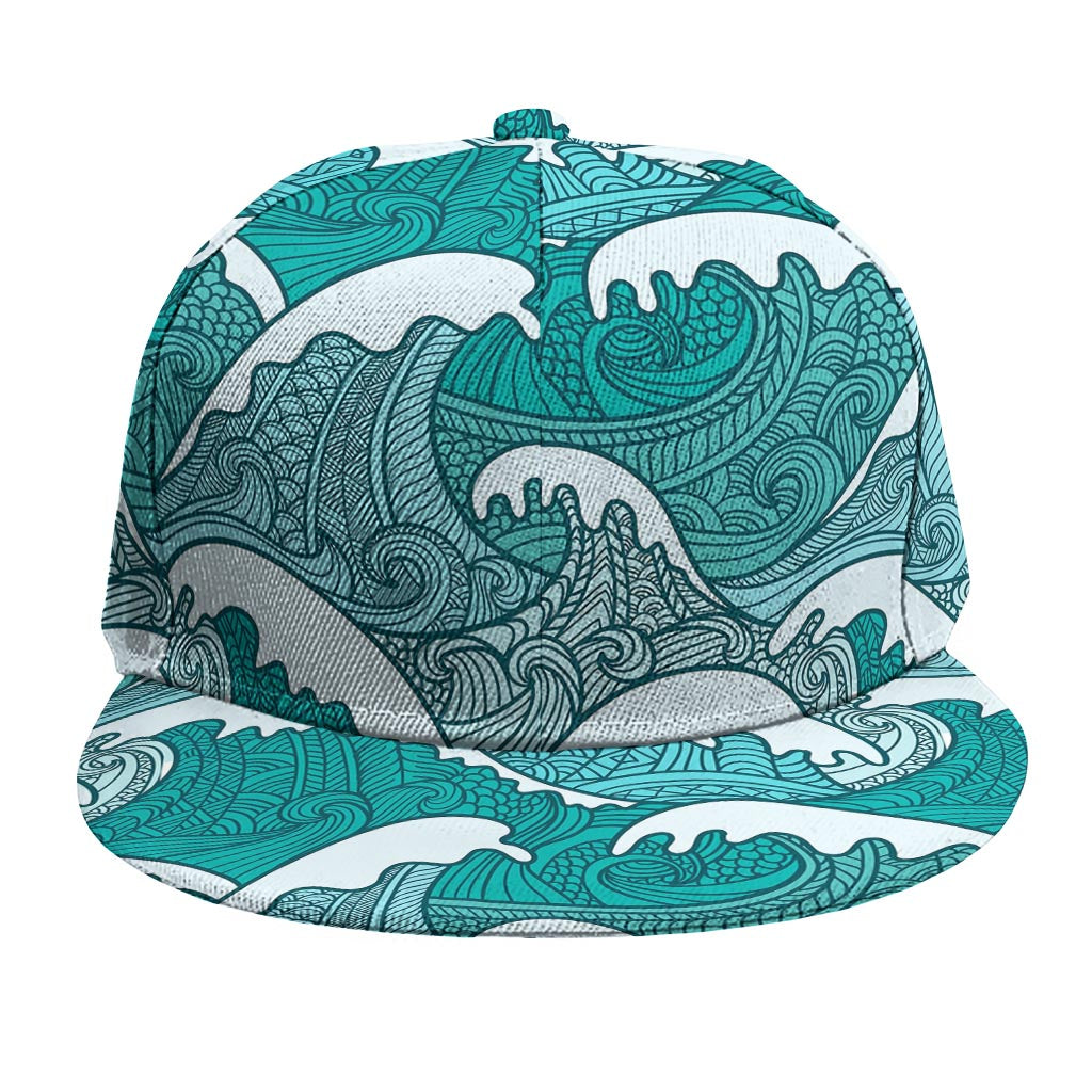 Surfing Wave Pattern Print Snapback Cap