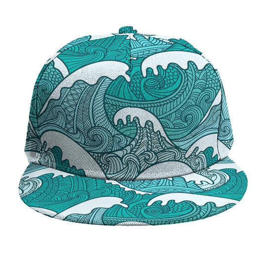 Surfing Wave Pattern Print Snapback Cap