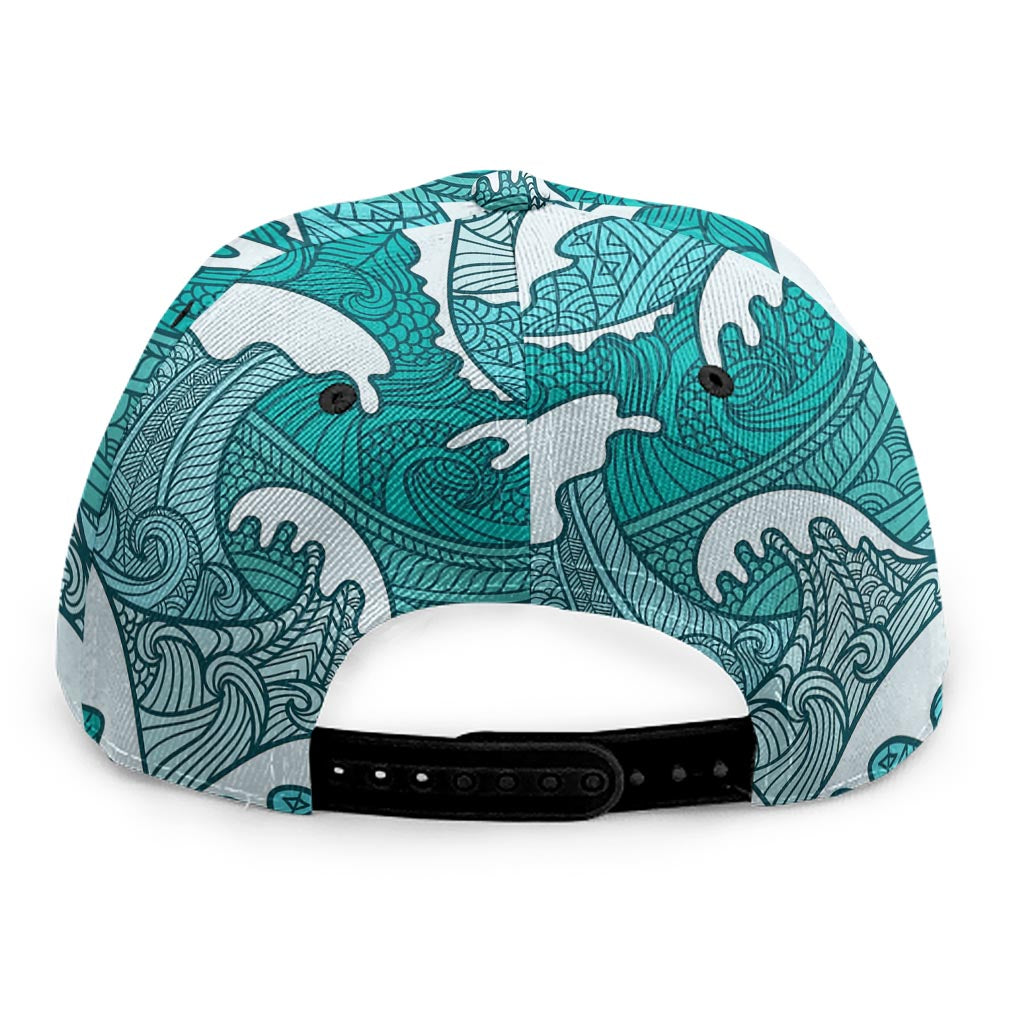 Surfing Wave Pattern Print Snapback Cap