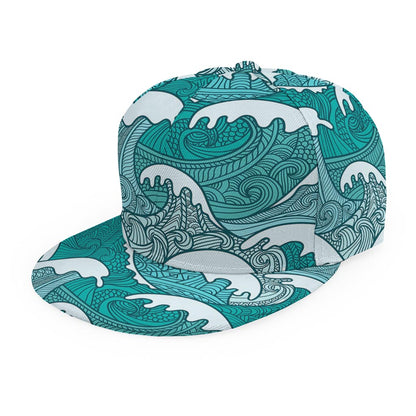 Surfing Wave Pattern Print Snapback Cap