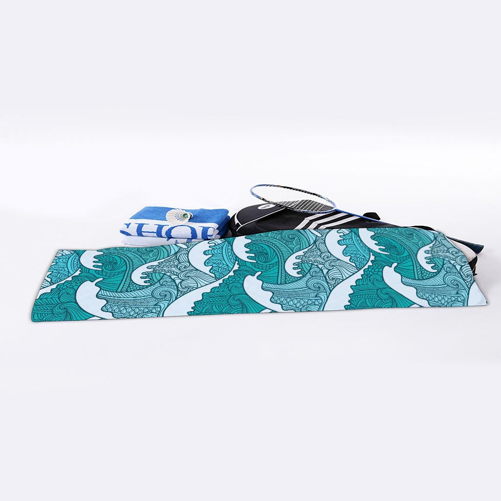 Surfing Wave Pattern Print Sports Towel