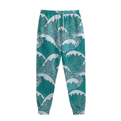 Surfing Wave Pattern Print Sweatpants