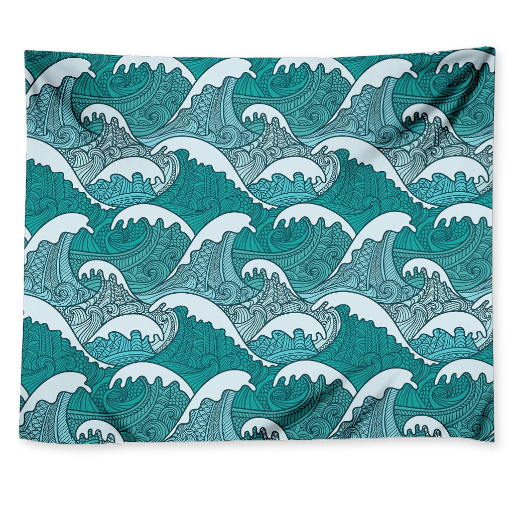 Surfing Wave Pattern Print Tapestry
