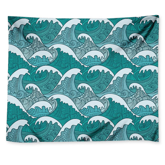 Surfing Wave Pattern Print Tapestry