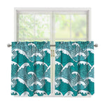 Surfing Wave Pattern Print Tier Curtains