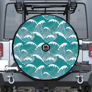 Surfing Wave Pattern Print Tire Cover With Camera Hole