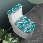 Surfing Wave Pattern Print Toilet Lid And Tank Cover Set