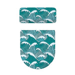 Surfing Wave Pattern Print Toilet Lid And Tank Cover Set