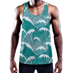 Surfing Wave Pattern Print Training Tank Top