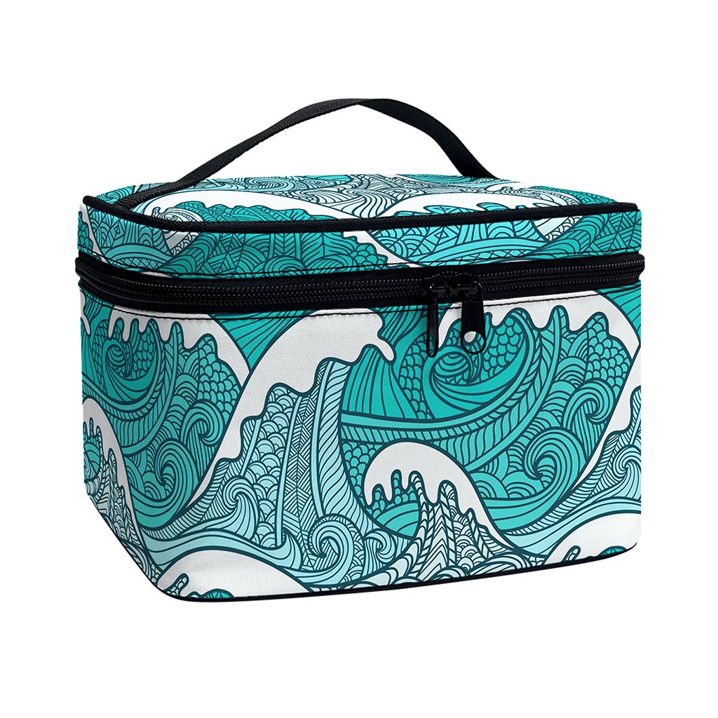 Surfing Wave Pattern Print Travel Makeup Bag