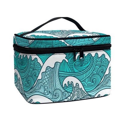 Surfing Wave Pattern Print Travel Makeup Bag
