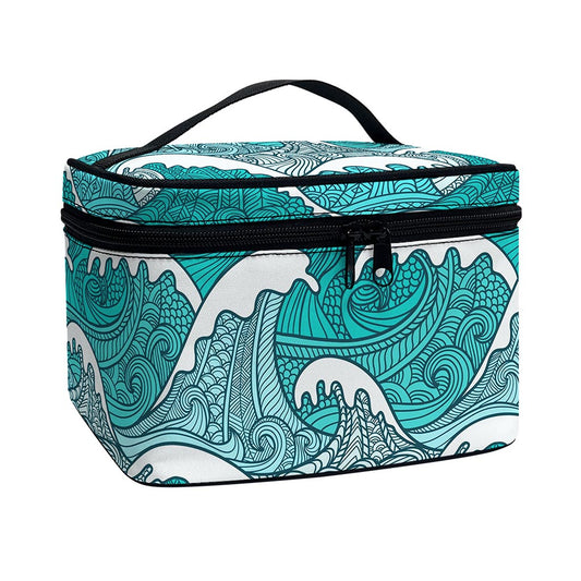 Surfing Wave Pattern Print Travel Makeup Bag