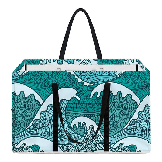 Surfing Wave Pattern Print Utility Tote Bag
