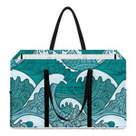 Surfing Wave Pattern Print Utility Tote Bag