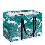 Surfing Wave Pattern Print Utility Tote Bag