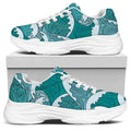 Surfing Wave Pattern Print White Chunky Shoes