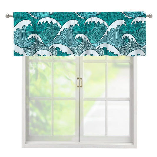 Surfing Wave Pattern Print Window Valance
