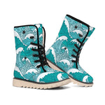 Surfing Wave Pattern Print Winter Boots