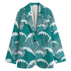 Surfing Wave Pattern Print Women's Blazer