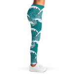Surfing Wave Pattern Print Women's Leggings