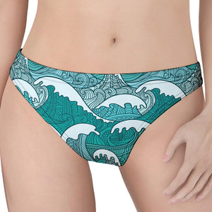 Surfing Wave Pattern Print Women's Thong