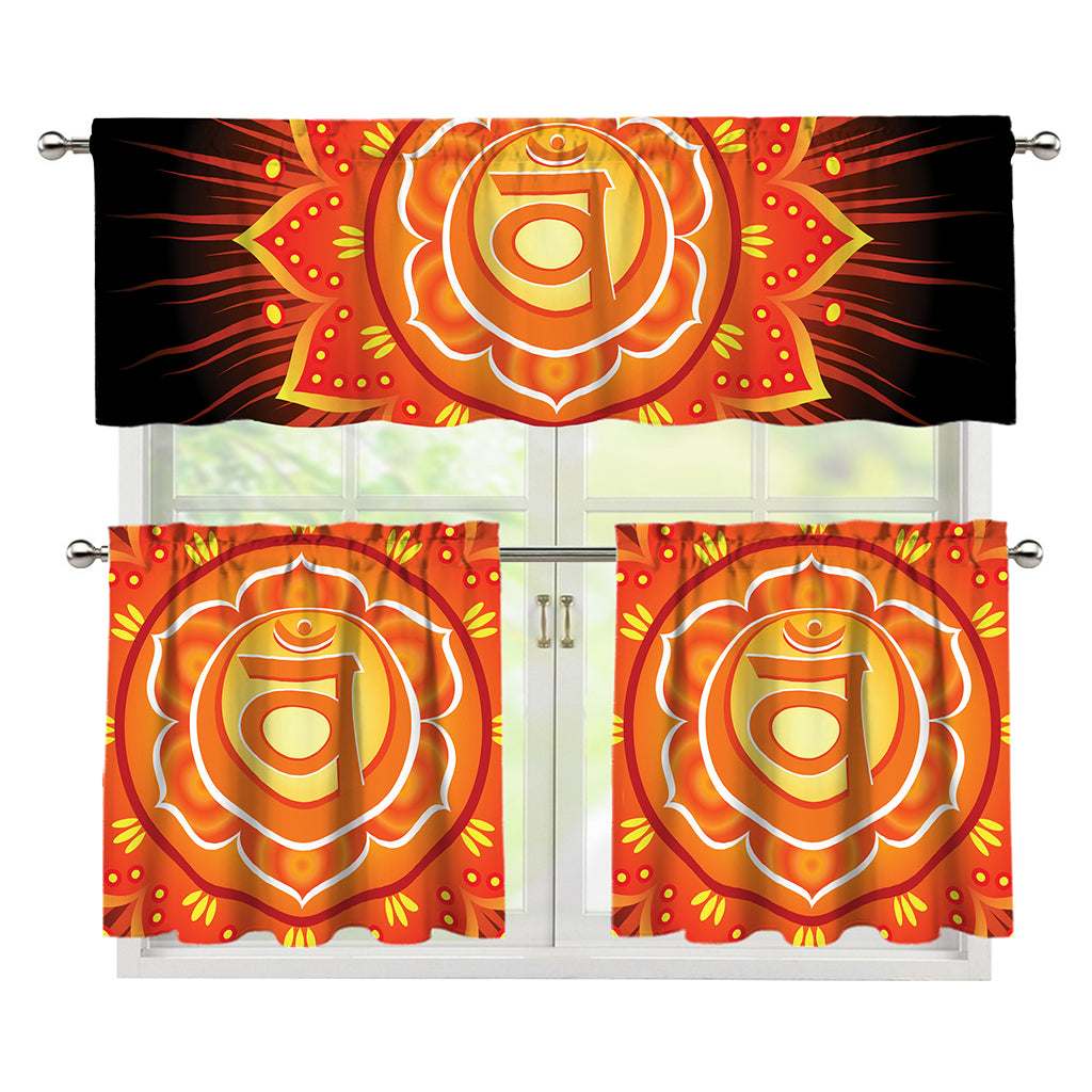 Swadhisthana Chakra Mandala Print 3 Piece Kitchen Curtains