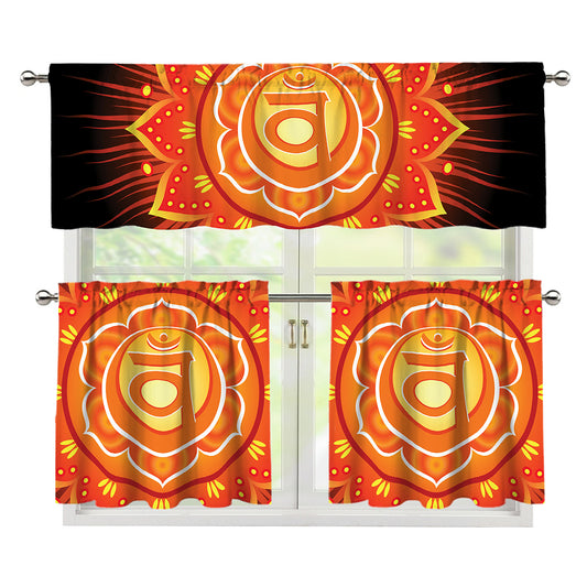 Swadhisthana Chakra Mandala Print 3 Piece Kitchen Curtains