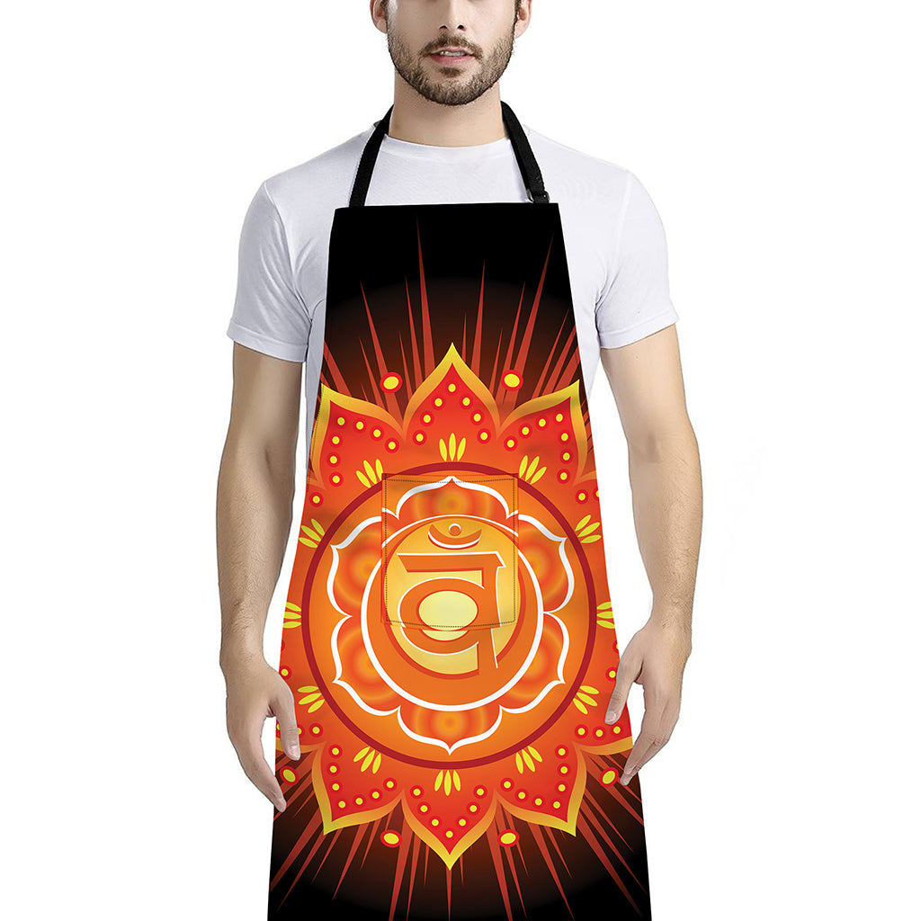 Swadhisthana Chakra Mandala Print Bib Apron With Pocket