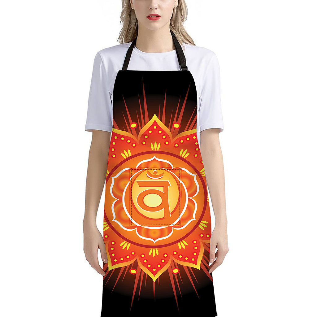 Swadhisthana Chakra Mandala Print Bib Apron With Pocket