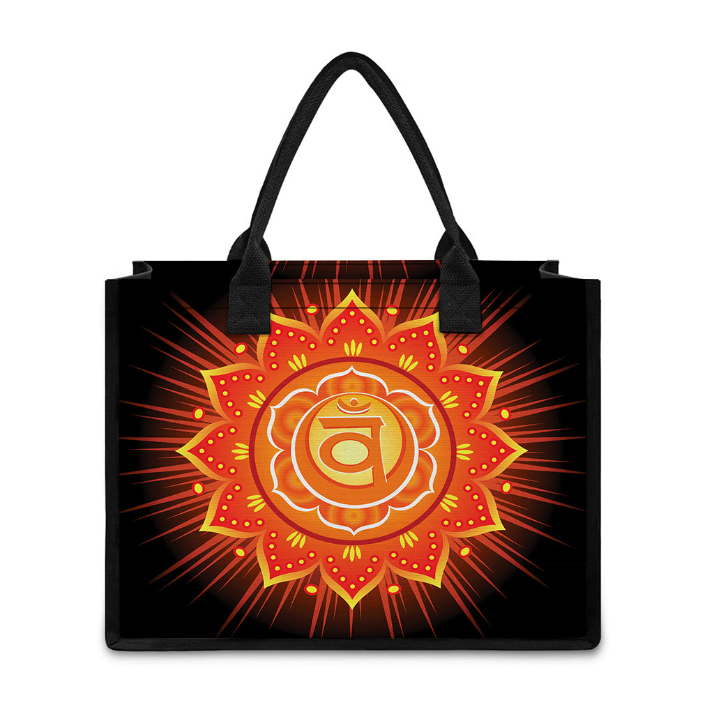 Swadhisthana Chakra Mandala Print Canvas Tote Bag