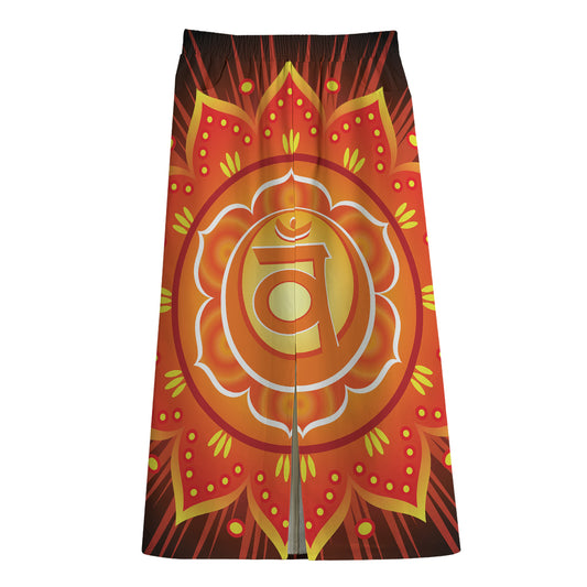 Swadhisthana Chakra Mandala Print Cotton Front Slit Maxi Skirt
