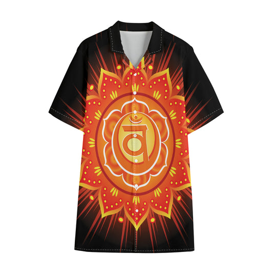 Swadhisthana Chakra Mandala Print Cotton Hawaiian Shirt
