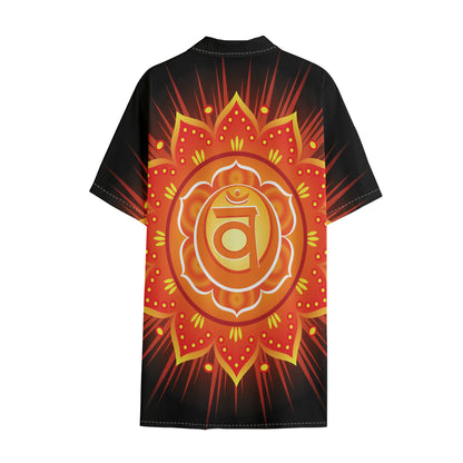Swadhisthana Chakra Mandala Print Cotton Hawaiian Shirt