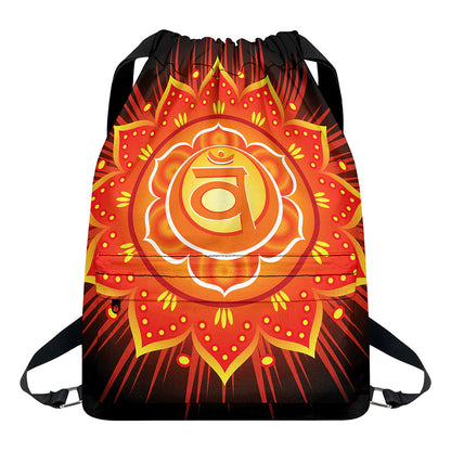 Swadhisthana Chakra Mandala Print Drawstring Backpack