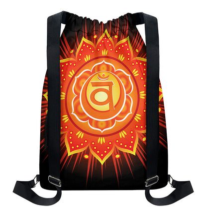 Swadhisthana Chakra Mandala Print Drawstring Backpack
