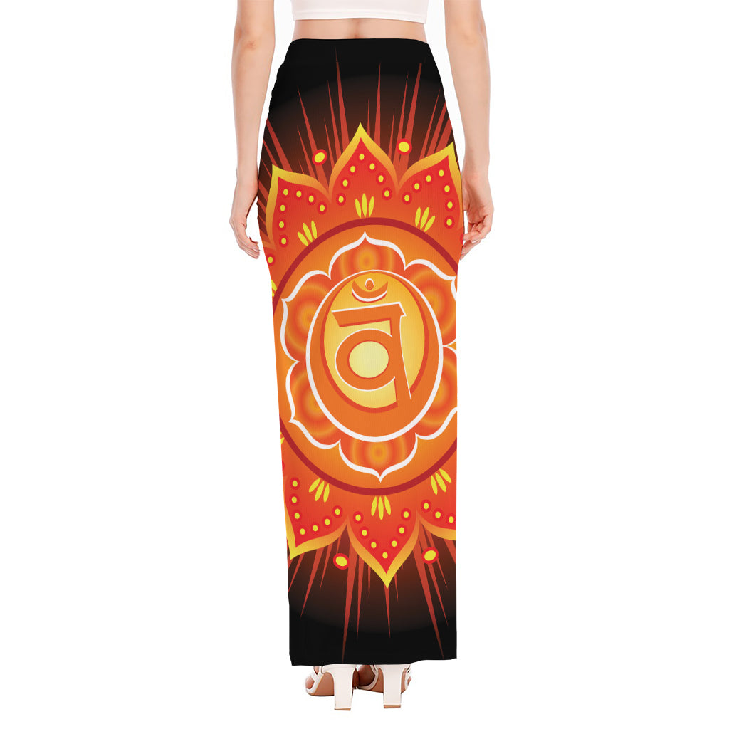 Swadhisthana Chakra Mandala Print High Slit Maxi Skirt